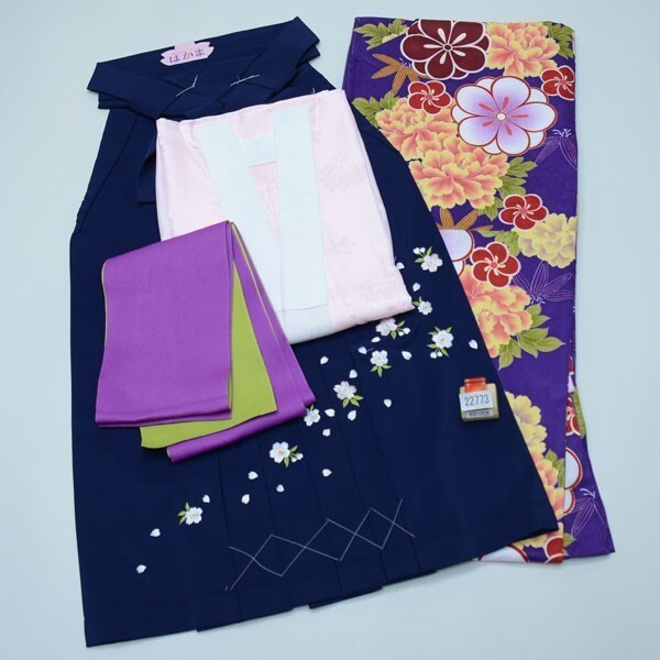 Furisode Kimono & Hakama & Obi sash set L Size Brand New