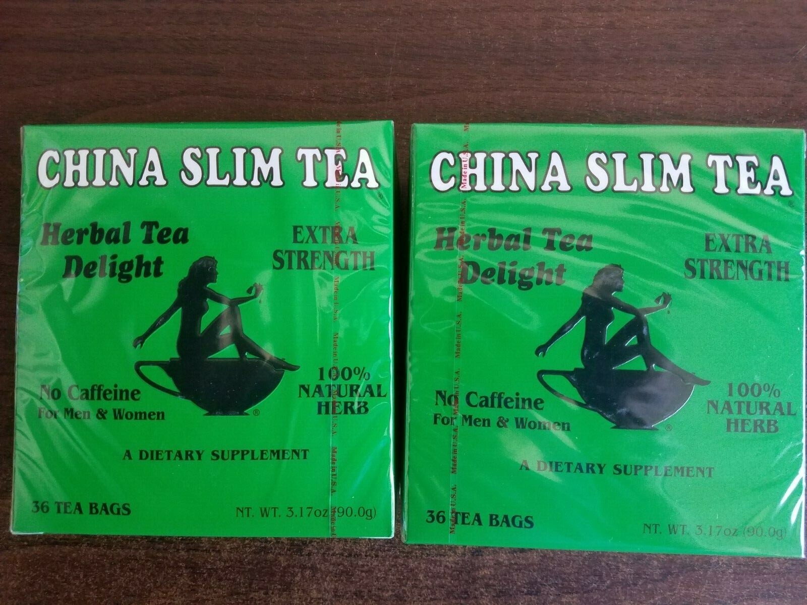 2 HERBAL TEA DELIGHT CHINA SLIM TEA EXTRA STRENGTH NO CAFFEINE 36 BAGS