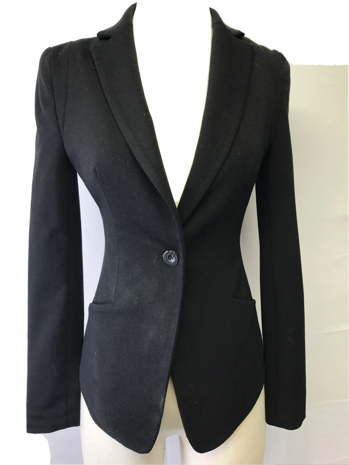 Giacca tuta blazer Valentino Roma nera retro dettaglio pizzo 1 bottone davanti tg S Z7