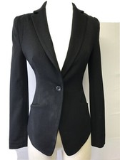 Valentino Roma Blazer Suit Jacket Black Back Lace Detail 1 Front Button Sz S Z7