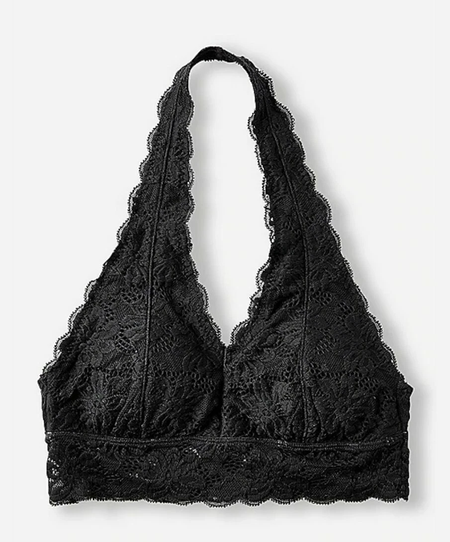 Justice Girls Size 30 Black Bra Lace Padded Halter Bralette