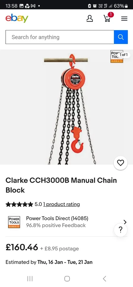 Clarke cch300b Manual Chain Block - Image 2 of 2