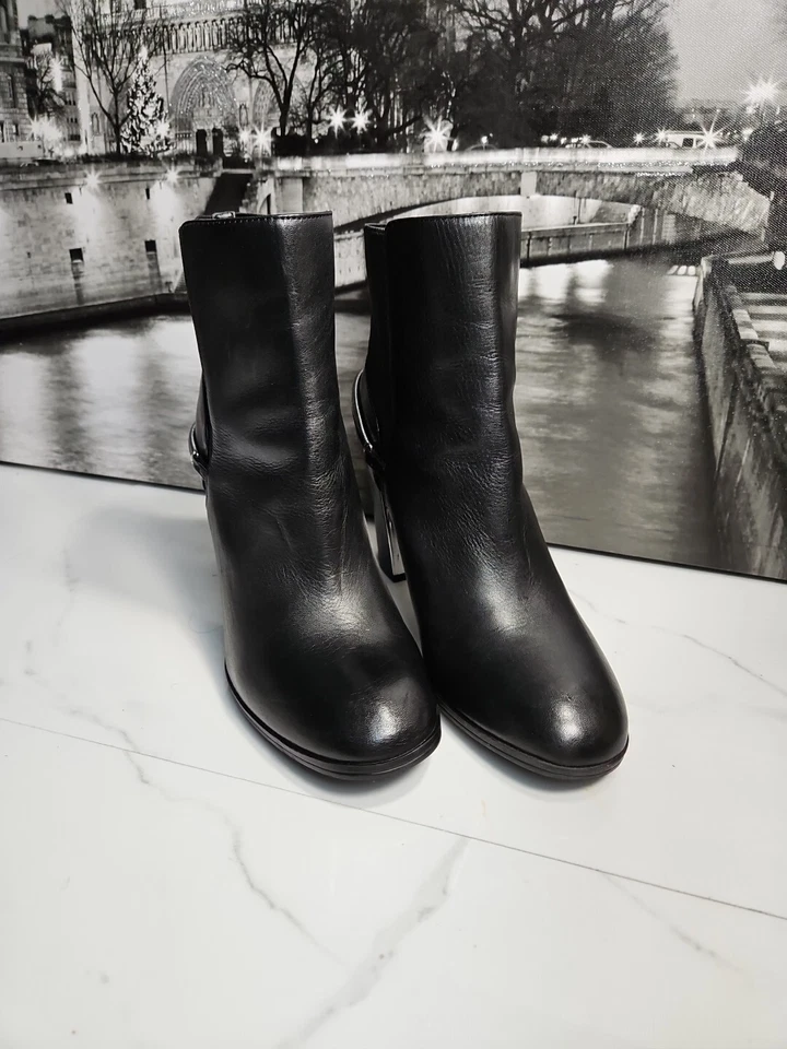 Isaac Mizrahi Negro Cuero/Textil Elástico Estirable 4" Bomba Botines 7.5M Foto 3 de 4