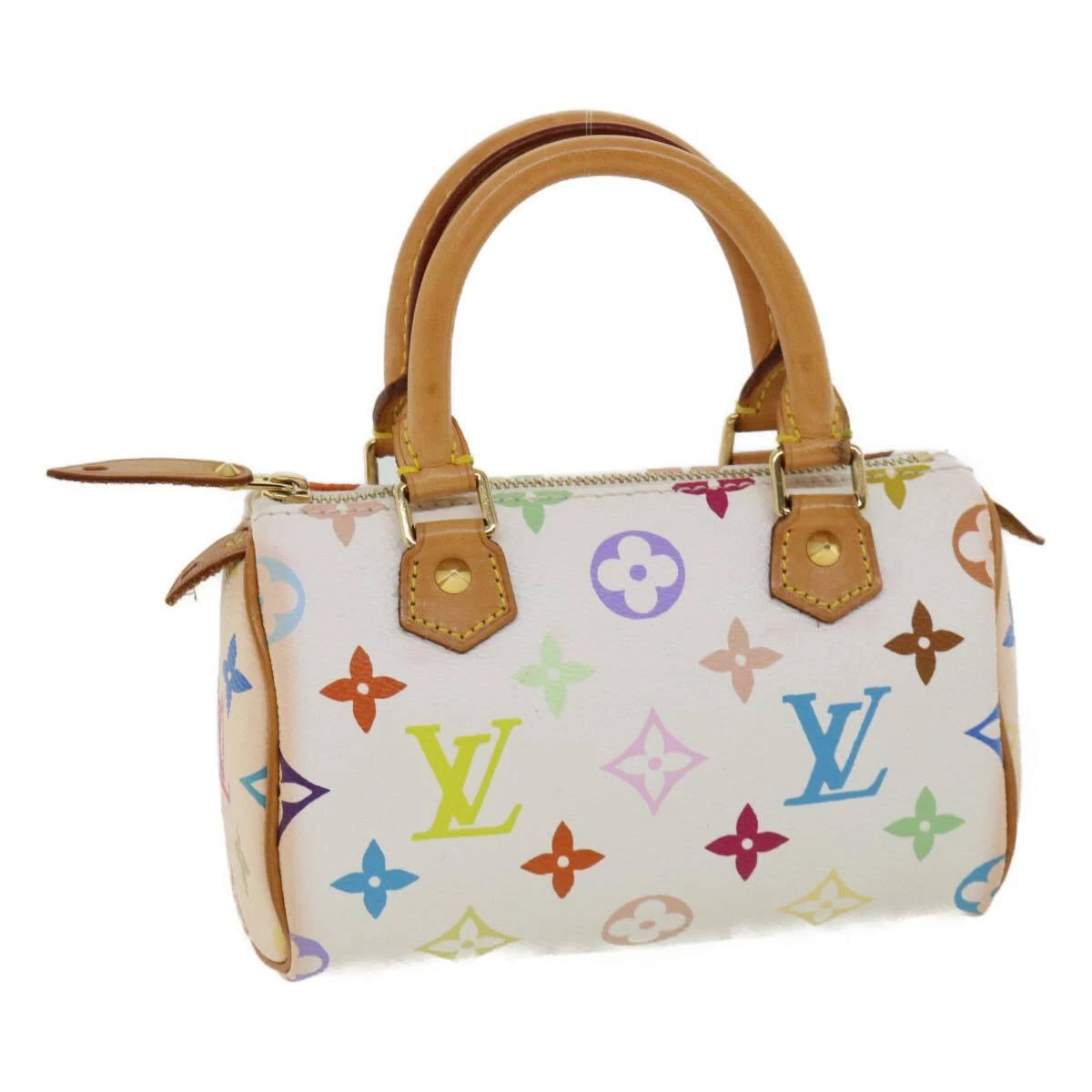 LOUIS VUITTON Monogram Multicolor Mini Speedy Hand Bag White