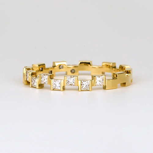 Diamond Stacking Band 0.50 Carat GLI HRD Lab Grown Princess 18K Yellow Gold - Picture 4 of 10
