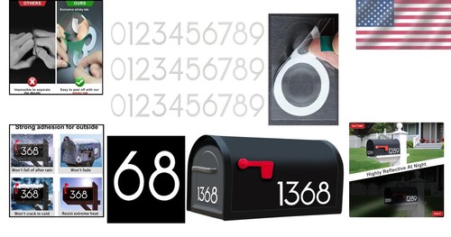 Durable Reflective 1.5 Inch Mailbox Numbers - Complete 3 Set Kit Included - Picture 2 of 8