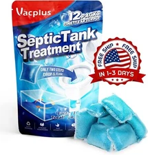 Septic Tank Treatment 12 Pcs for 1 Year Supply Dissolvable Packs Easy Operation
