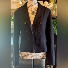 Mina Self Black Tweed Cropped Blazer Women  s Medium Business Casual Open Front