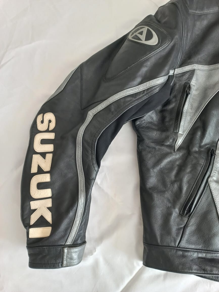AGV SPORT SUZUKI GSXR LEATHER MOTORBIKE JACKET SIZE 48 | eBay