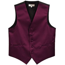 New poly men's tuxedo vest waistcoat only wedding formal eggplant dark purple