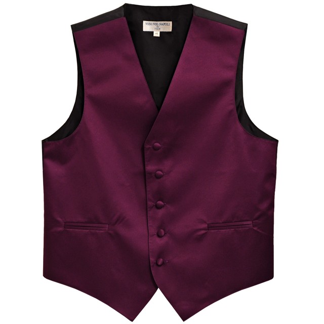 New poly men's tuxedo vest waistcoat only wedding formal eggplant dark purple | eBay
