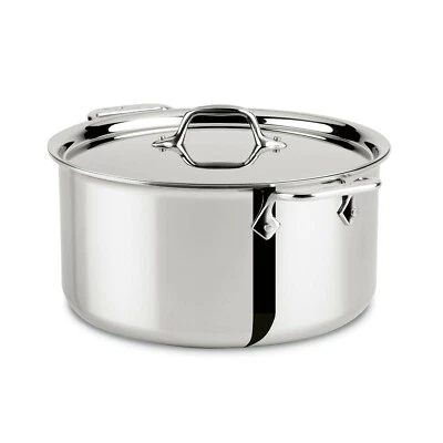 All-Clad Tri-Ply Stainless Steel 4508 8-qt Stock Pot with lid (SCRATCH)