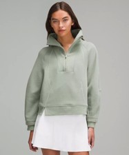 New Lululemon Plush Fleece Funnel-Neck Half Zip Hoodies, Green, Oversized