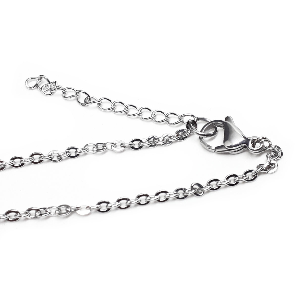 Collana Portafortuna Italiana Con Cornetto Rosso E Cuore, Catenina Multifilo In Acciaio Inossidabile, Argento