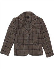 Mossimo Womens 3 Button Blazer Jacket Uk 6 Xs Grey Check Acrylic Bl12