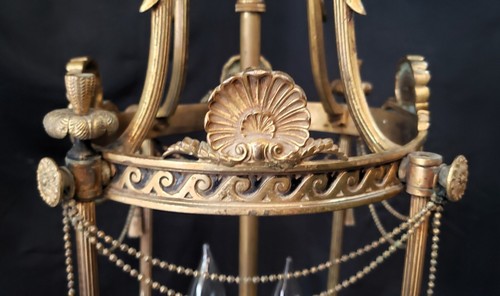 Art Nouveau 4 Light Brass Carousel Design Chandelier 30" T x 10" GS00158 - Picture 6 of 12