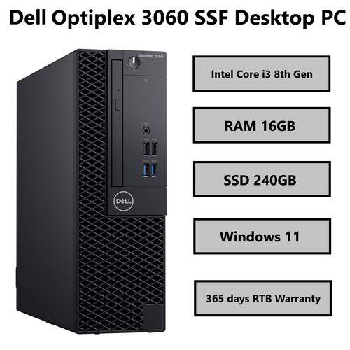 Dell OptiPlex 3060 SFF PC Intel Core i3 8th Gen 16GB RAM 240GB SSD Windows 11 - Picture 2 of 11