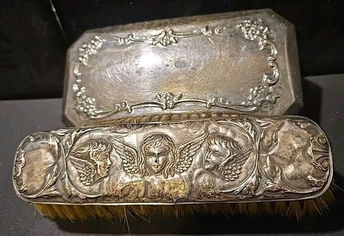 Lote De Colección Sheridan Plata Mesa Migas Cepillo Valet 3" x 6" y Angels Brush - Imagen 1 de 9