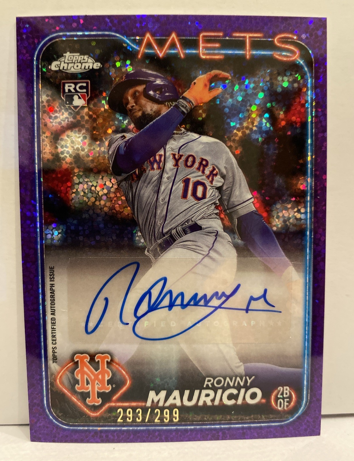 2024 Topps Chrome #RA-RM Ronny Mauricio RC Purple Speckle AUTO Refractor /299