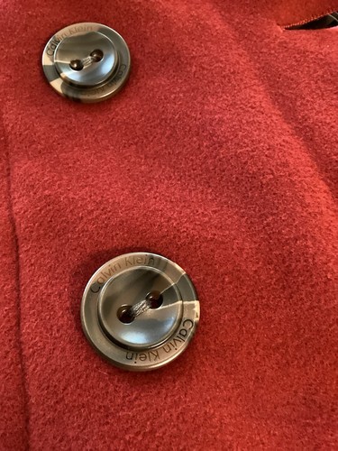 Calvin Klein Wool Cashmere Double Breasted Peacoat Burgundy Red Women’s Sz 8 NWT - Picture 13 of 13