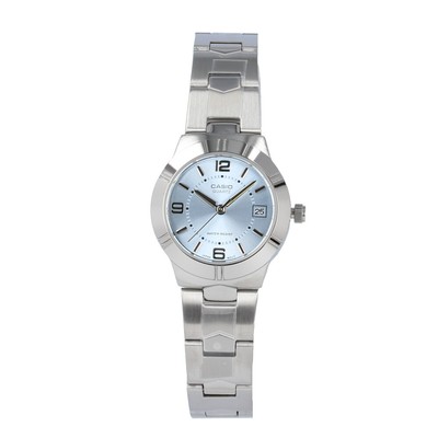 CASIO QUARTZ  LTP-1241D-2A LTP-1241 Series  Quartz Analog Light Blue Silver