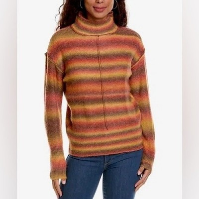 Beachlunch Lounge Ombre Stripe Sweater Exposed Seam Knit Top Lg /#26206