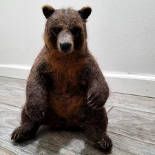 Needle Felted Brown Bear Handmade Wool SoftSculpture