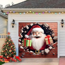 Christmas Garage Door Cover, Large Banner 8 7FT, Santa Claus