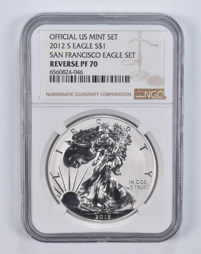 2012-S PF70 Reverse American Silver Eagle San Francisco Set NGC Brown Lbl *8378