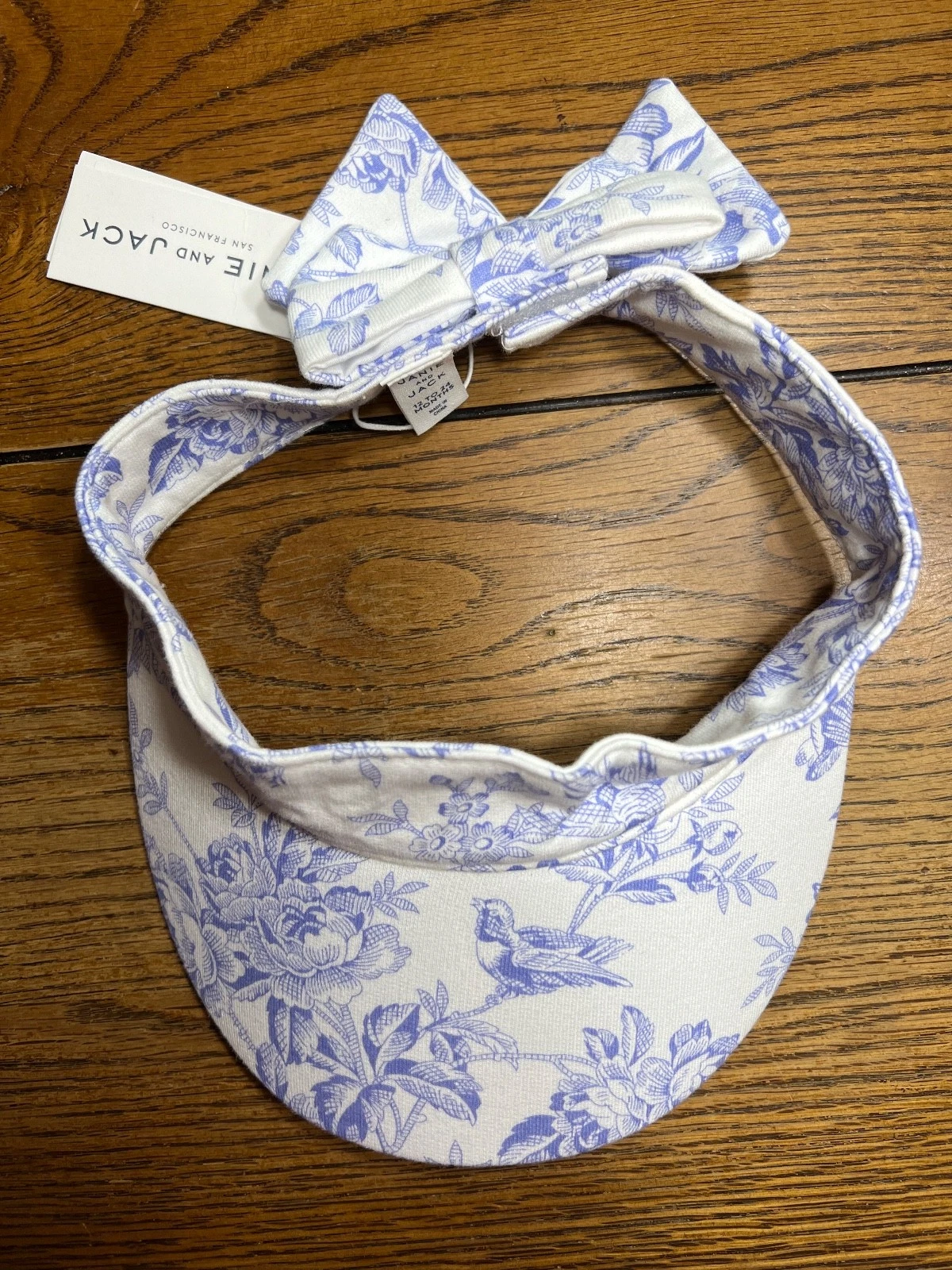 NWT Janie and Jack Spring Break Edit Floral Toile Bow Visor Girls 12-24 Months