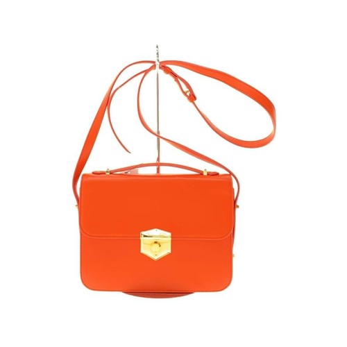 Alexander McQueen Wicca Satchel Shoulder Bag Leather Orange Medium Womens Clasp