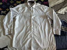 Nine West Men's White Micro-Check Dress Shirt Size X L
