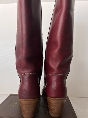 Vintage 70s Womens 8N Campus Boho Boots Oxblood Leather Knee High Boots Dexter - Picture 4 of 16