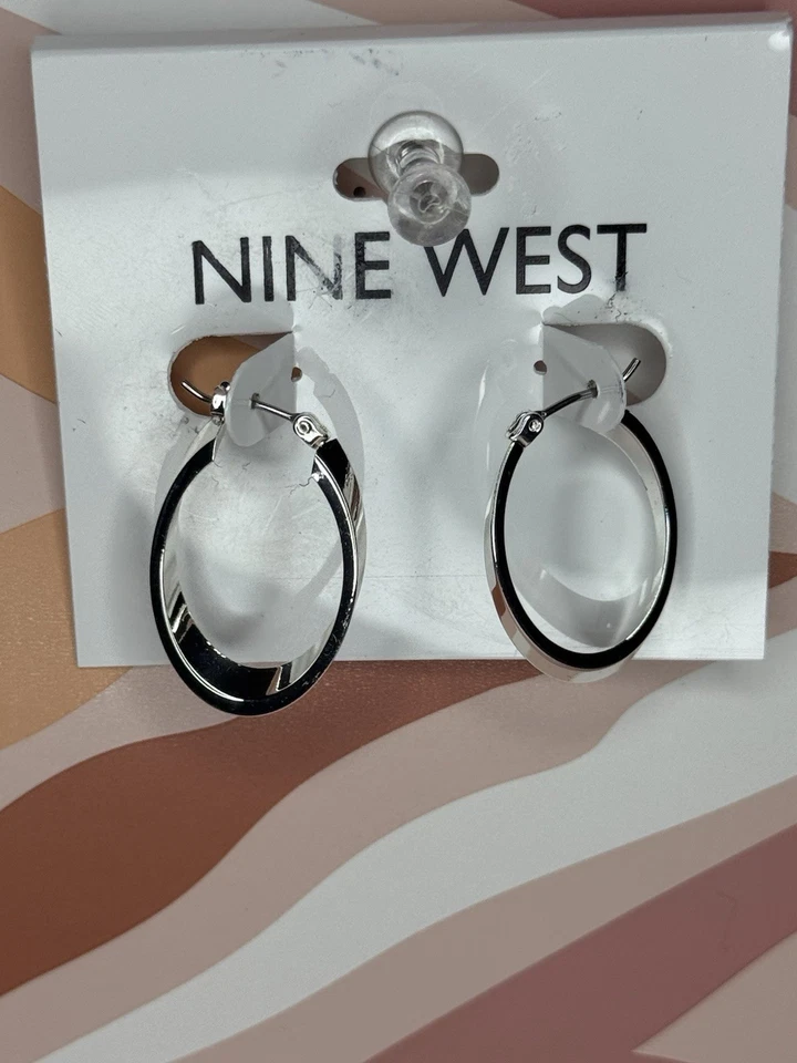 Pendientes de aro de plata Nine West para mujer NUEVO Foto 2 de 2