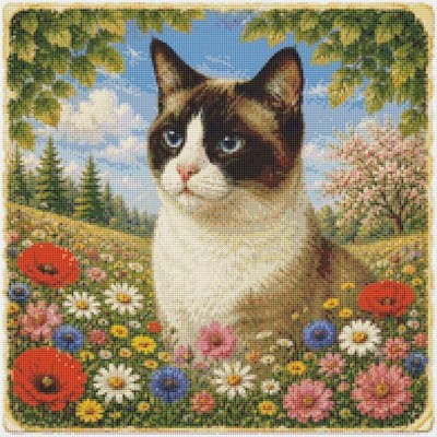 Schneeschuh Kätzchen Katze im Sommer gezählt Kreuzstich