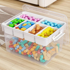 40Qt Stackable Storage Bin with Lid Tray Craft Box Organizer, 1Pack,Wh  Clear P
