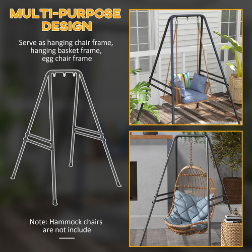 Outsunny Hammock Chair Stand Metal Frame Hammock Stand, Black - Picture 7 of 11