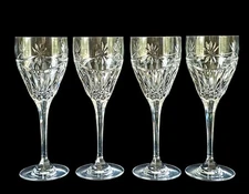 Irish Tipperary Crystal Wine Glasses Lot Of 4 Signed 8-3/4" Fan & Lines IRELAND 