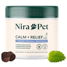 Calm and Relief for Dogs Beef Flavor 60 Soft Chews with Taurine, Theanine...