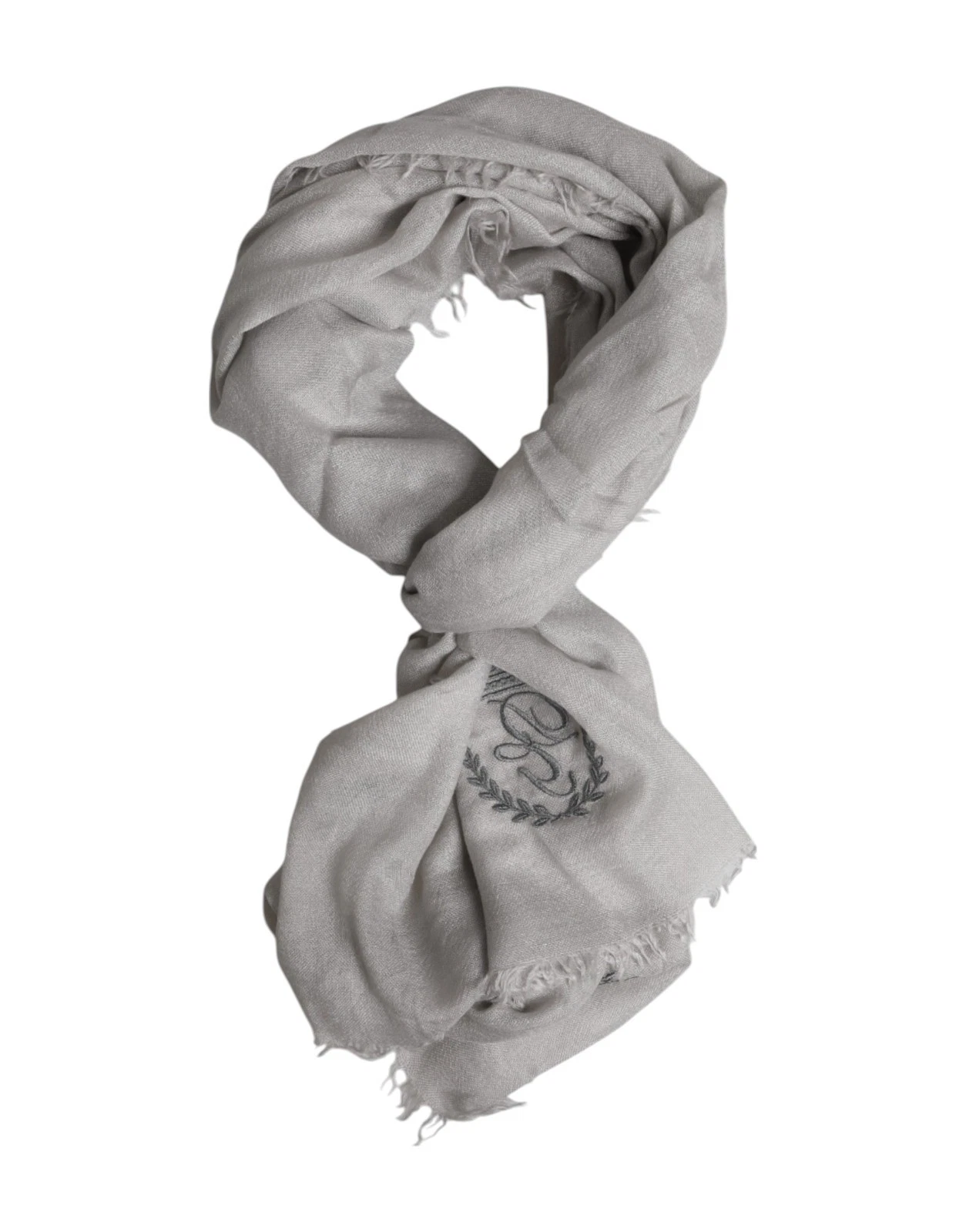 DOLCE & GABBANA Scarf Gray Cashmere Knit Fringes Neck Foulard 67cm x200cm 750usd