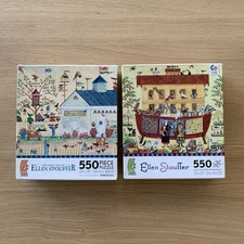 550pc JIGSAW PUZZLE LOT (2) ~ Ellen Stouffer Noah's Ark The Bird House ~ CEACO