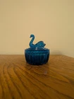 Vintage  Blue  Jeanette  Carnival Glass  Swan Dish