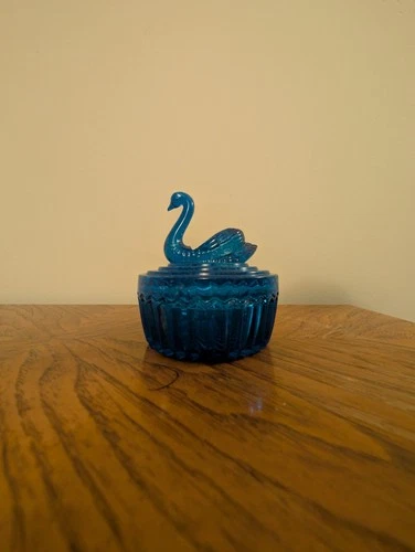Vintage  Blue  Jeanette  Carnival Glass  Swan Dish