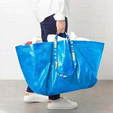 IKEA Frakta Large Size Shopping Bag Blue Sturdy Laundry Grocery Durable-19Gal