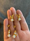 2 sets of Avon faux pearl snowmen and bunny clip on earrings