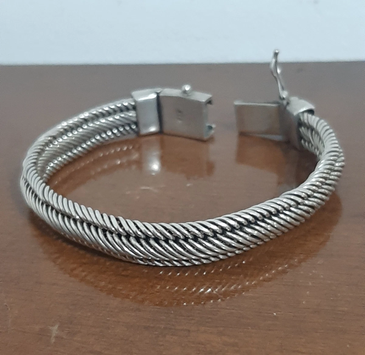 Treasure Bay Bracciale A Polsino Uomo In Argento 925 Massiccio Con Linea Nera – Larghezza 11mm, Circonferenza 19 Cm, Regolabile, Confezione Regalo