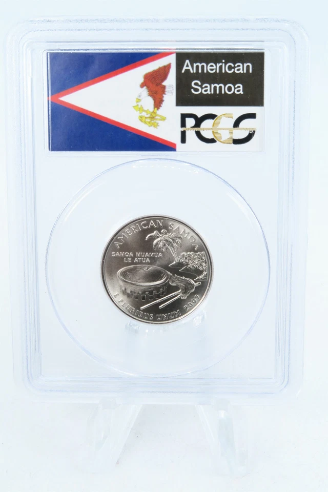 2009-P PCGS SP69 American Samoa Satin Finish Quarter 25C - Image 2 of 2