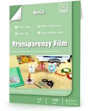 Inkjet Transparency Film 30 Sheets 100% Clear 8.5 x 11 for Overhead Projector