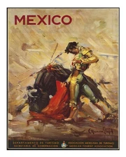 Vintage Mexico Bullfighter Poster Wall Art Premium Quality Home Decor