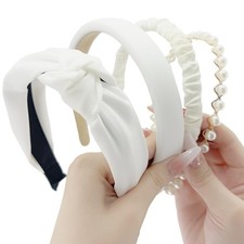 4PCS Headbands for Women and Girls Pearl Non-Slip Wide Padded Headbands Cute ...